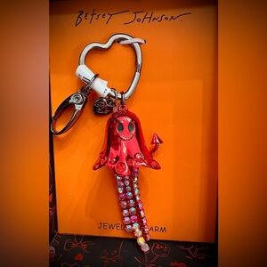Betsey Johnson Red Ghost Devil Rhinestone Keychain Viral Find